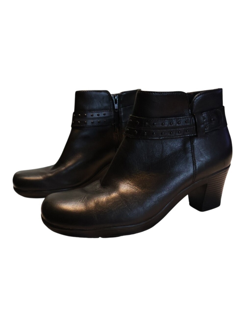 Clarks Bendables Dream Belle Black Leather Ankle Booties Size 8M Western Boho